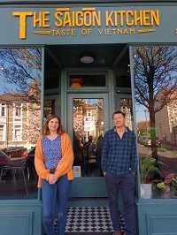 Trung Trinh and Vicky Hinners outside The Saigon Kitchen