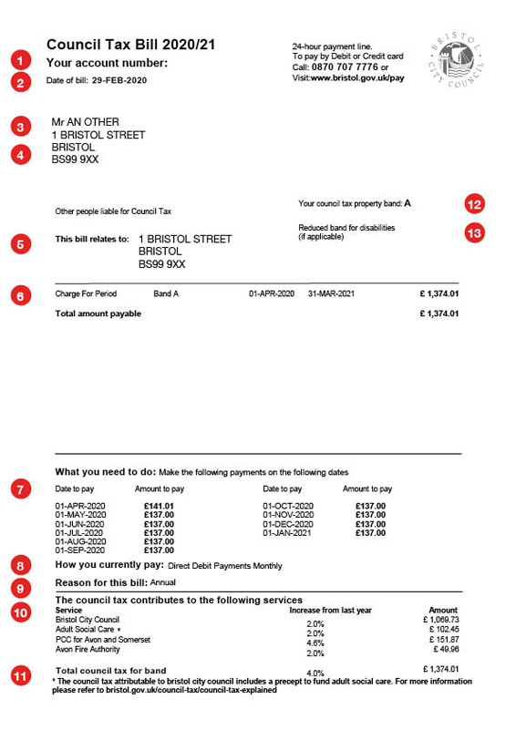 Example council tax letter