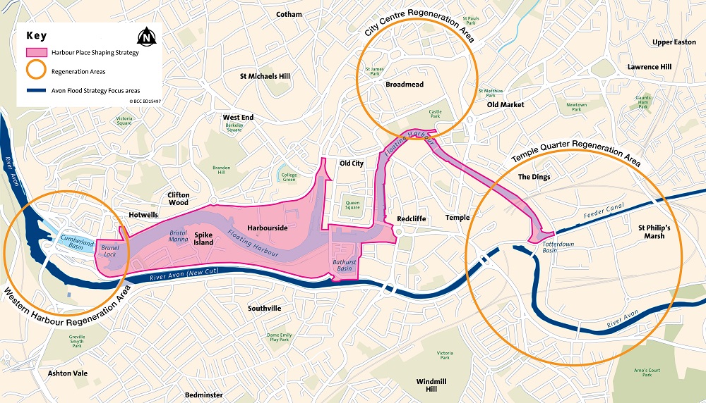 Map of project area for the Harbour Place Shaping Strategy