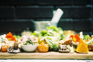 Vegetables on a chopping board