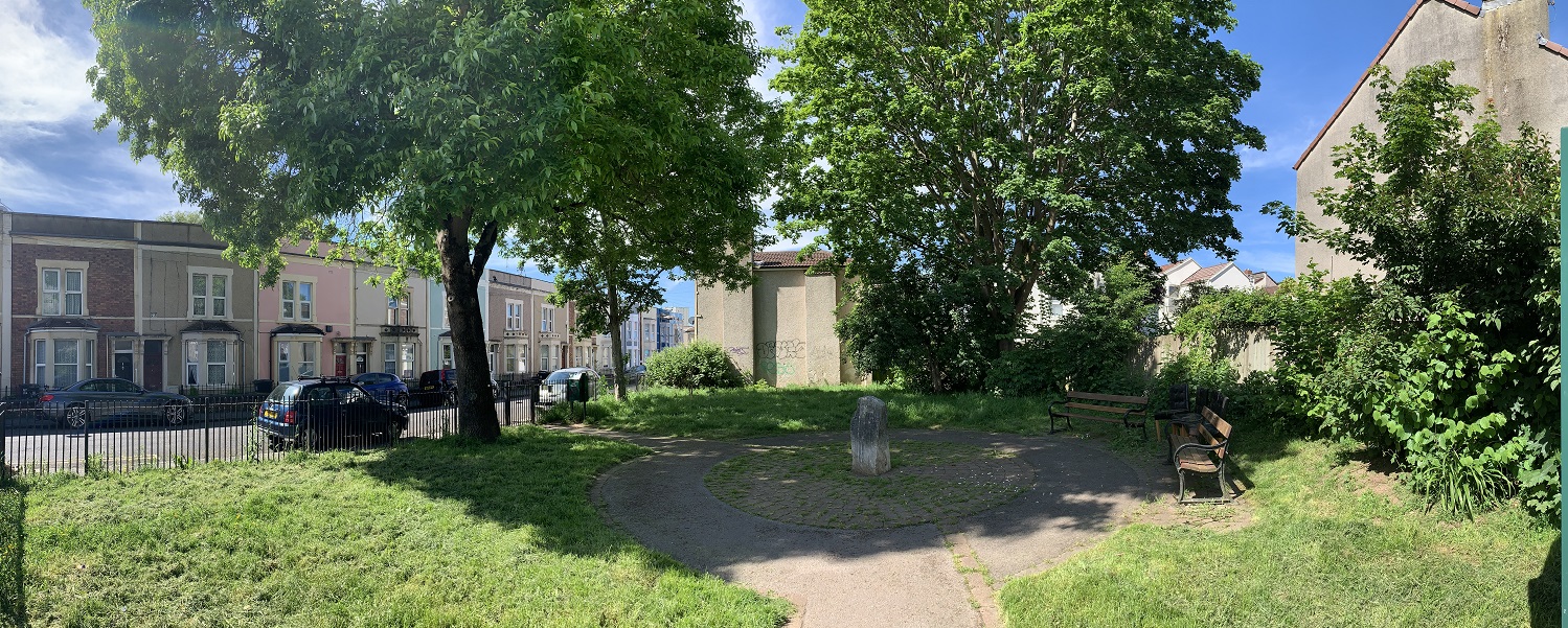 A community garden in a residential area